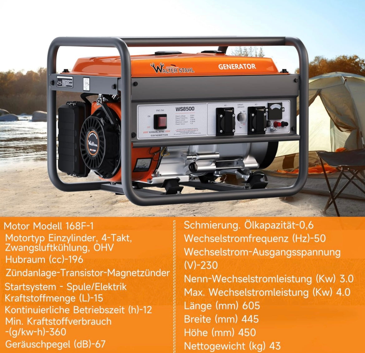 Επαγγελματική Γεννήτρια WalterStahl WS8500 GERMANY