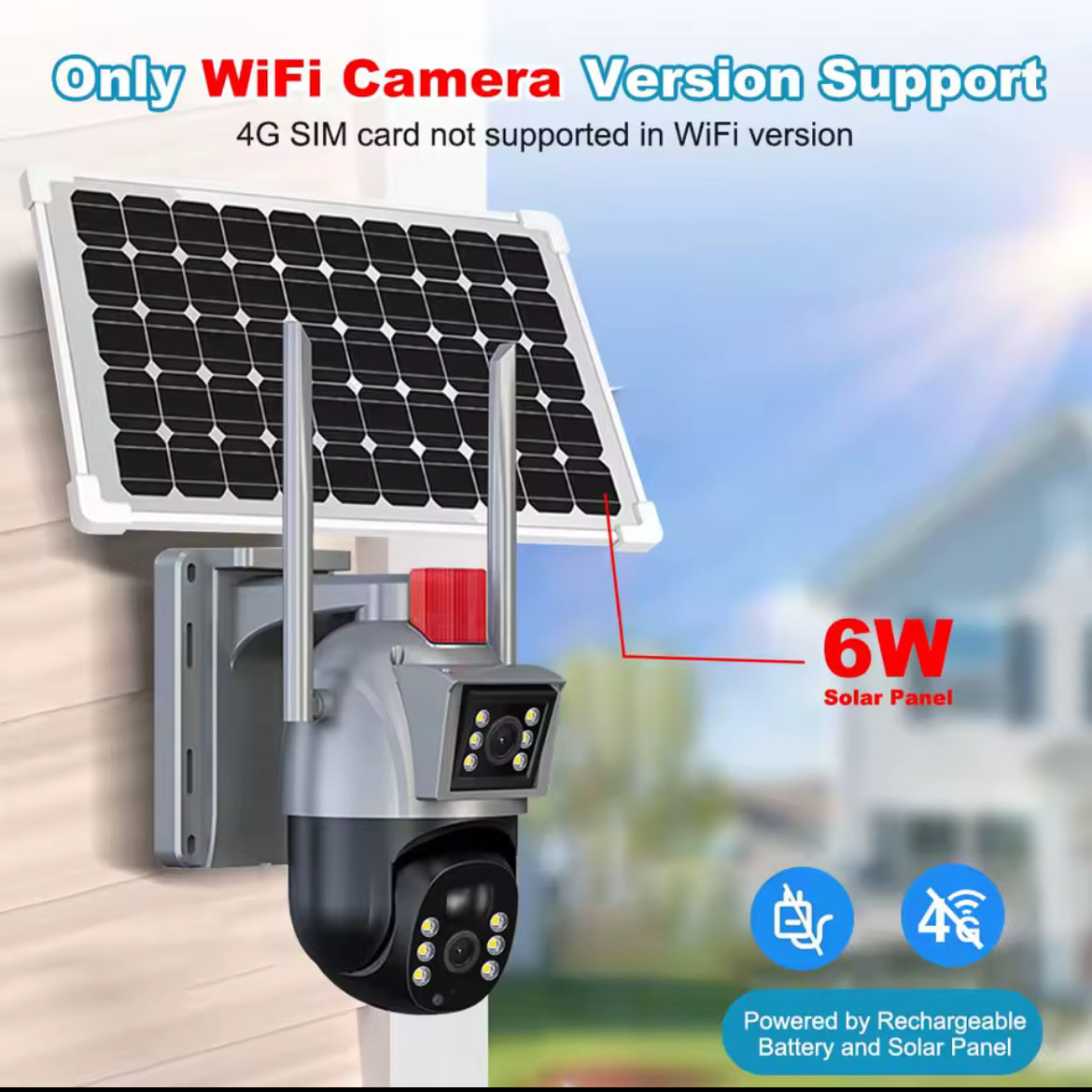 Κάμερα IP 4K 8MP WiFi Ηλιακή Εξωτερική με Διπλό Φακό, Διπλή Οθόνη, AI Παρακολούθηση, Μπαταρία, Ασύρματη CCTV (V380)