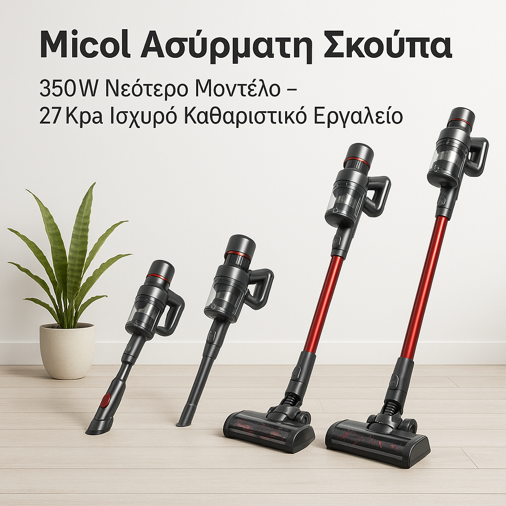 Ασύρματη ηλεκτρική σκούπα χειρός 4 σε 1 Micol VC1806
